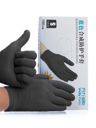 Wally Plastic, Перчатки нитрил-виниловые, черные, 50 пар, S
