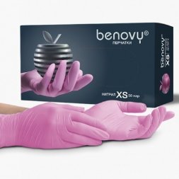 Benovy, Нитриловые перчатки, розовые, XS, 50 пар.