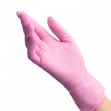 Benovy, Нитриловые перчатки, розовые, M, 50 пар.